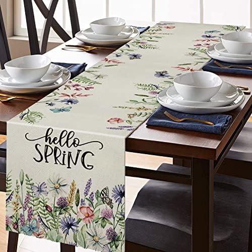 Spring Table Runner Flores silvestres florais 13 x 72 polegadas de tola longa Tonela de mesa Decoração de férias de