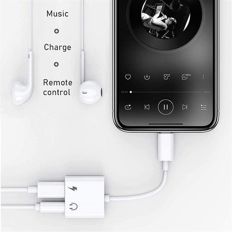 2 Adaptador de fone de ouvido de 2 pacote para iPhone, [Apple MFI certificado] 2 em 1 Lightning a 3,5 mm AUX Audio