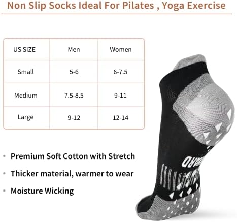 Noveyard 6 pares não deslizam meias de ioga Pilates Hospital Gripper Socks Men, homens