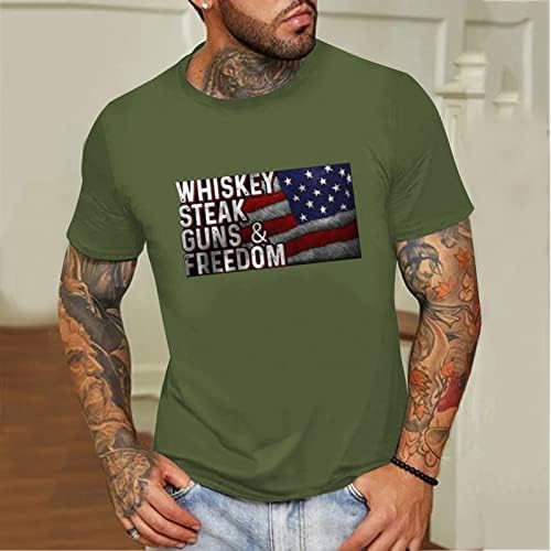 Camisetas de manga curta patriótica masculina do HDDK, verão American Flag American Print Crewneck Casual Fashion Fashion Basic Tee