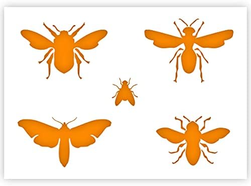 Qbix Animals Stencil - insetos, insetos - A5 - Crianças reutilizáveis ​​amigáveis ​​estêncil de bricolage para pintura, cozimento, artesanato, parede, móveis, decoração