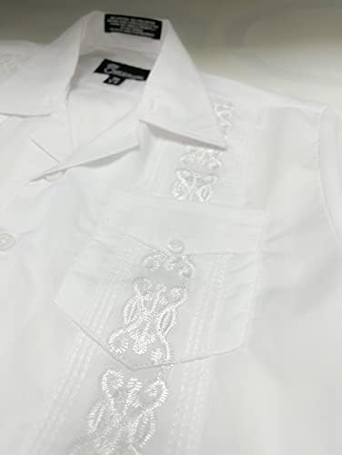 Omegatux Kids Boys Guayabera Manga curta Camisa cubana Casamento Beach Baptism-Juniors