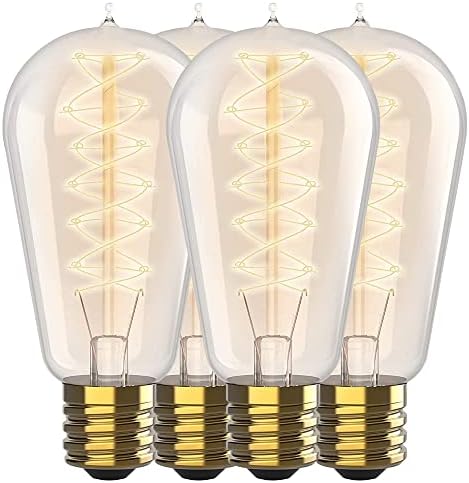 Hudson Bulb co. Vintage Incandescent 60W Edison Bulbos - 2100k Lightbulbs quentes diminuídos 230 lúmens - E26/E27 Base