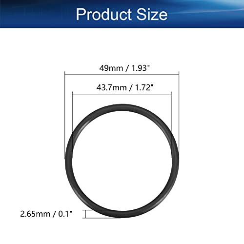 Bettomshin 10pcs Nitrile Ring Rings, 49mm OD 43,7mm ID 2,65mm Largura, Métrica de vedação de buna-nitrila arruela