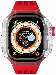Kit de modificação de casos transparentes de luxo Houcy para Apple Watch 8 Ultra Rubber Band Iwatch Series 8 49mm Sport Bracelet Diy Mod Conjunto