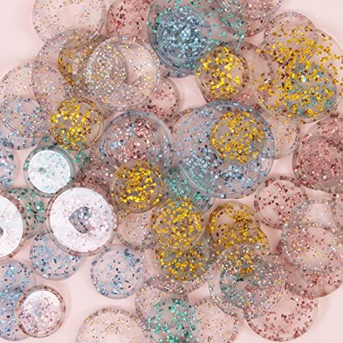 Craftelier - Ringos de disco de glitter de plástico para recortes e artesanato para planejadores, agendas, notebooks ou álbuns | Pacote de 9 pcs. 25 mm de diâmetro - ouro colorido, turquesa e rosa com glitter