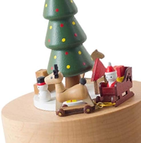 N/A Christmas Tree Wooden Music Box Christmas Elk Papai Noel Caixa de música