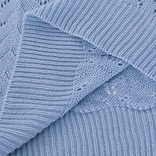 Bustier azul claro Senhoras de manga comprida v suéter de pescoço lã forrada sherpa casual cortado de crochê de crochê bustier adolescente