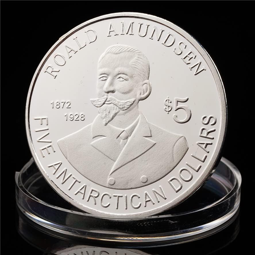 Antártica 5 Yuan Norwegian Polar Explorer Comemorativo Moeda Estrangeira Amundsen encontrou a moeda da Centenária Antártica
