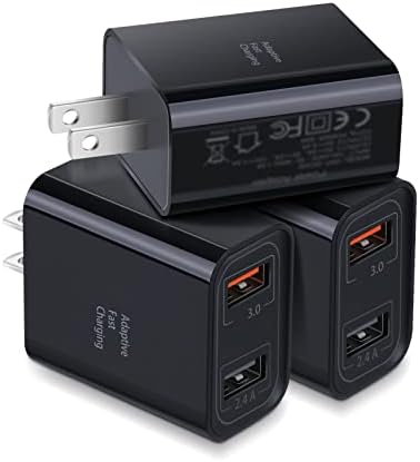 Carregador de parede USB duplo, Costyle 3 pacote 30w 2 portas adaptativa de carregamento rápido Block de parede compatível com