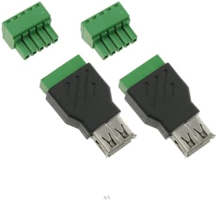 SJZBIN 2PCS USB 2.0 Adaptador de bloco de parafuso fêmea USB 2.0 Tipo A a 5 pinos Adaptador de bloco de parafuso feminino para