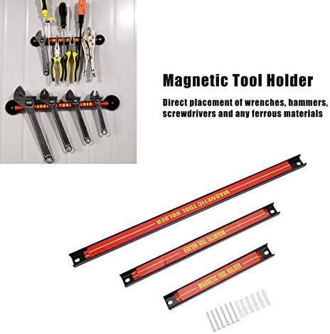 Fafeicy Magnetic Tool Solder Racks, barras de organizadores de ferramentas de armazenamento de ímãs de aço super fortes Conjunto de 200, 300, 460mm, com suportes e parafusos de montagem, carrinho de ferramentas/gabinete de ferramentas