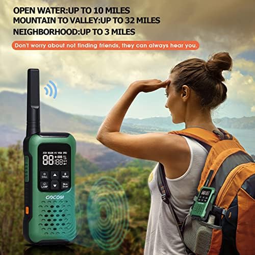 GOCOM G9 IP67 Rádios bidirecionais à prova d'água, rádios de 2 vias Aventura de aventura ao ar livre Alerta climático NOAA e lâmpada de emergência SOS Adult Walkie talkies de longo alcance recarregável