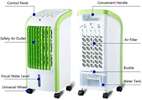 ISOBU LILIANG- Baixo ruído de ar condicionado de ar condicionado único, 3 velocidades refrigeradores evaporativos oscilantes