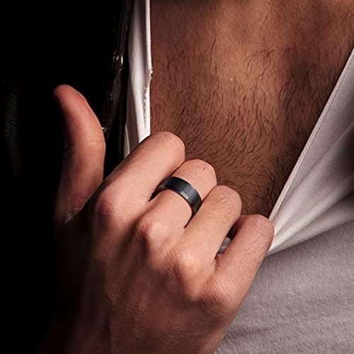 Lerchphi Tungsten Mens Banda de casamento de 6 mm de 8 mm anel de promessa preta fosca para ele para ele anel de masculino de borda