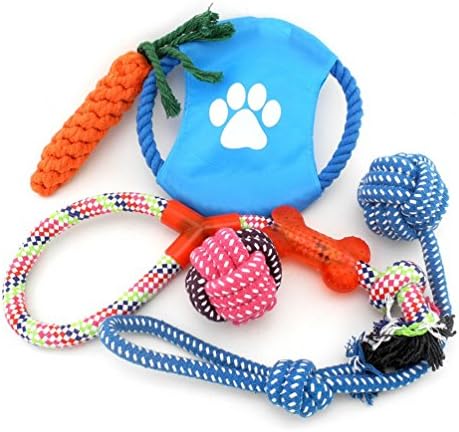 Smalllee_lucky_store xcw0019 Várias Coleção de brinquedos interativos de corda de algodão para cães, multicolor, média