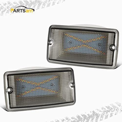 Partsam Lâmpadas de lâmpadas de volta para pára-choques de giro frontal âmbar fumado com 42 luminárias de luz com drl 18 LED