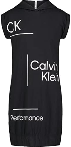 Vestido de moletom com capuz de capuz de desempenho de Calvin Klein Girls Sport