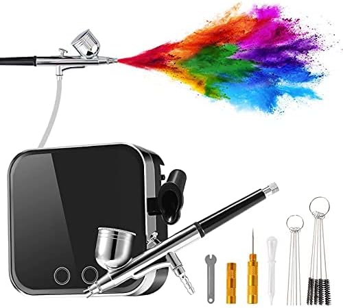 Zuhiton Professional Airbrush Cosmetic Makeup System com kit de partida cosmética do compressor de ar, kit de pistola de maquiagem portátil Mini Makeup, usado para decoração de bolo, coloração de modelos, arte de unhas, tatuagem