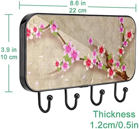 Montagem de parede de estampa de casaco de estampa flor de flor de flor de flor de flor, rack de entrada com 4 enganche para