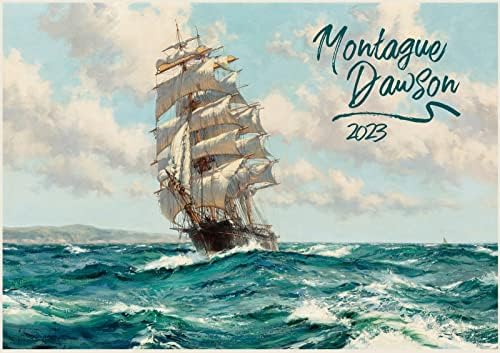 2023 Calendário de parede [12 páginas 8 x12] Ocean Galleon Sailship Museum Vintage Pintura por Montague Dawson