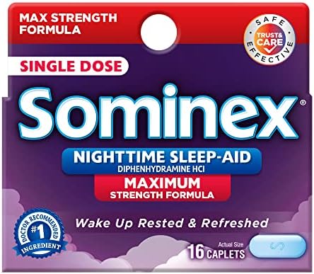 SOMINEX Caplets de Auxutação noturna, força máxima, 16 ct.