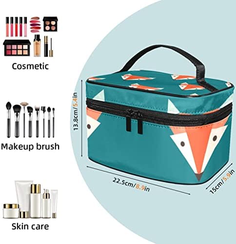 Bolsa de maquiagem geométrica de raposas para mulheres meninas, bolsa de cosméticos Bolsa de maquiagem de maquiagem