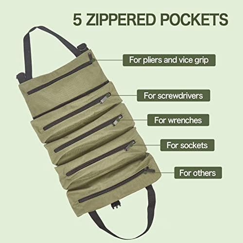 Roll-up Bolsa de ferramentas, Roll-Up Tool Organizer Canvas Multi-Purpose e Pesados ​​Tool Roll Bag, Organizador da bolsa