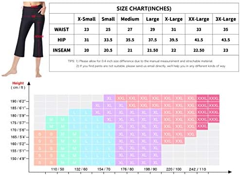 Calças de ioga de ioga feminina zerônica com bolsos Flare Workout Lounge BootlegLegings Bootcut Crop Crop Exercício
