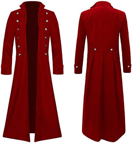 Jaqueta de casaco de moda masculina steampunk jaqueta vintage de jaleco médio e longo de manga comprida o casaco de chuva