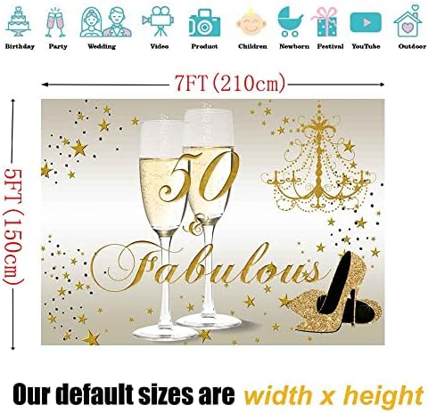 Sensfun ouro feliz 50º aniversário de aniversário para mulheres 50 e fabulosas decorações de aniversário banner glitter