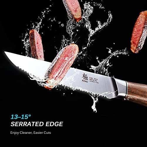 Kyoku Daimyo Series 5 Faca de utilidade + 5 '' Conjunto de faca de fita 4 - Aço inoxidável japonês 440c - alça de pau -rosa