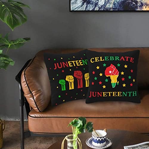 Seneol Conjunto de 2 Junetenth Pillow Tampa de 18x18 polegadas para travesseiros de sofá para decorações de Juneteenth