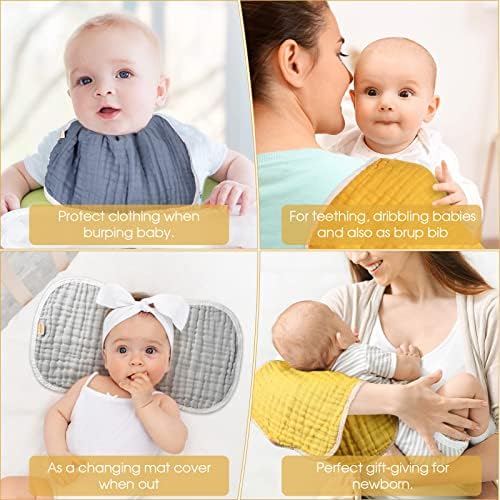 Mukin Muslin Burp Panos - Baby Burp Plots Conjuntos para unissex. Perfeito para panos de arroto para bebês recém -nascidos/babadores. Recém -nascidos trapos de arroto para meninos e meninas