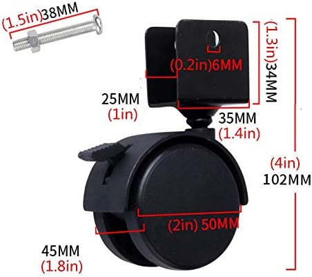 Roda de rodas de galhos de gmlsd 2 polegadas 50 mm com design de freio Bracketer U, forniture forniture, rodas de movinger, capacidade