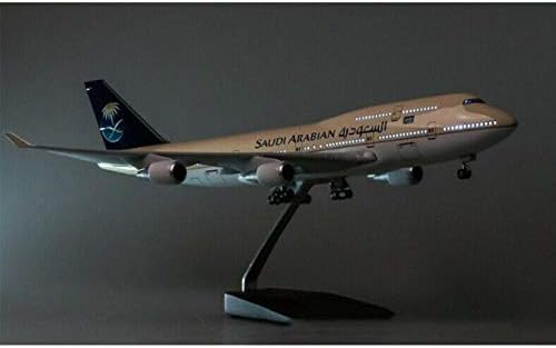 Modelo de avião da Arábia Saudita Boeing B747 com roda com luzes 47 cm