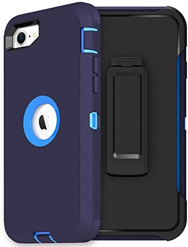 MXX iPhone SE 2022 /SE 2020 Caixa de proteção pesada com protetor de tela [3 camadas] Tampa de proteção à prova de choque de borracha