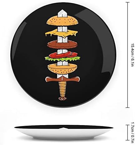 Placa decorativa de cerâmica de hambúrguer de espada com exibição Stand pendurada no aniversário personalizada casamento