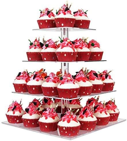 Stand de cupcakes de 4 camadas do Yestbuy, suporte de torre de cupcakes de acrílico, suporte premium de cupcakes, suporte de árvore