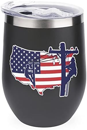 American Lineman Bottle Cup com tampa com tampa de aço inoxidável de aço inoxidável parede dupla de escritório de escritório