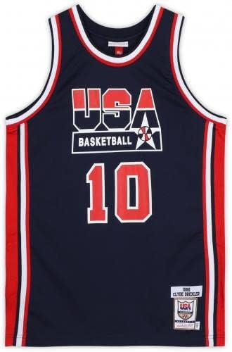 Clyde Drexler Portland Trail Blazers autografou Mitchell e Ness Team USA Jersey - Jerseys autografadas da NBA