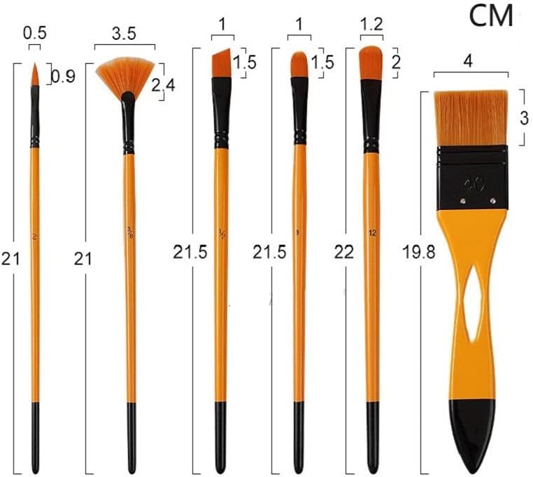 SXDS 6pcs/conjunto de nylon misto de madeira portador de caneta óleo pincel de tinta de óleo acrílico pincel de pincel de pincel