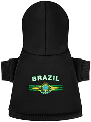 Capuz de cachorro da bandeira brasileira Roupas de estimação com suginador de chapéu moletom com capuz engraçado para cães e gatos pequenos