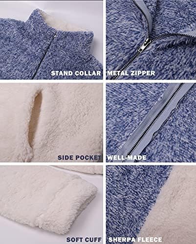 BTFBM Women Sherpa Pullover Quarter Zip Manga longa Lão macio de lã macio Jaquetas de suéteres moletons moleto