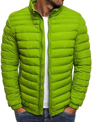 Casaco masculino, casacos de manga longa de tamanho grande, tendências de jacaces de zíper de pescoço alto de inverno ativo se encaixam em cores sólidas3