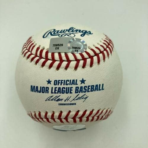 Lindo Nolan Ryan assinou fortemente inscrito na carreira Stat Baseball MLB Authentic - Baseballs autografados