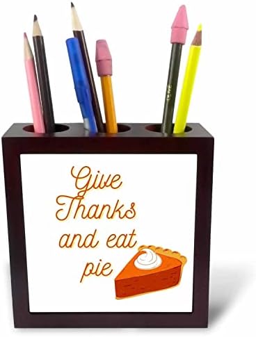 Imagem 3drose de torta com texto de dar agradecimento e torta de comer - portadores de caneta de telha