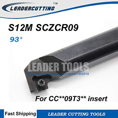 FINCOS S12M SCZCR/L09 Barra de perfuração, ferramenta de torneamento interno, suporte de ferramenta de máquina CNC, ferramenta de corte de torno, ferramenta de barra de chato para CCMT09T304 Inserir -
