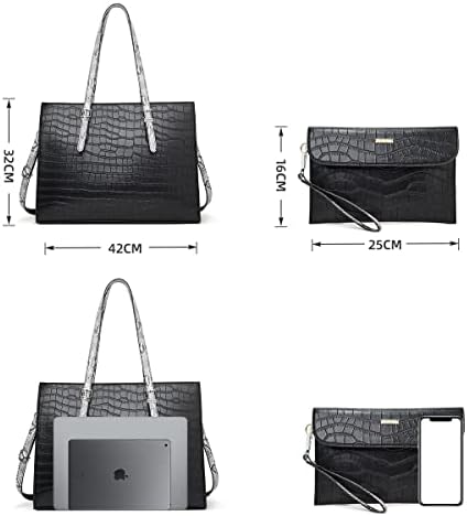 Bolsa de laptop para mulheres 15,6 polegadas Laptop bolsa de couro Classy Computer BreathCase para trabalho Bolsa à prova d'água 2PCS Conjunto