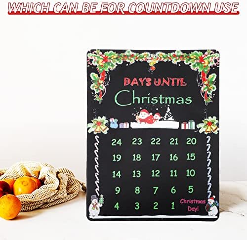 OPERITACX Christmas Chalkboard Calendário Photo Props Dias do quadro de negro até o calendário de contagem regressiva de Natal Caro Santa Feliz Natal Lista de desejos Reutil
